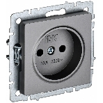 Розетка 1-местная IEK BRITE РС10-1-0-БрС без заземления, без защитных шторок, 10А, сталь, фото 1