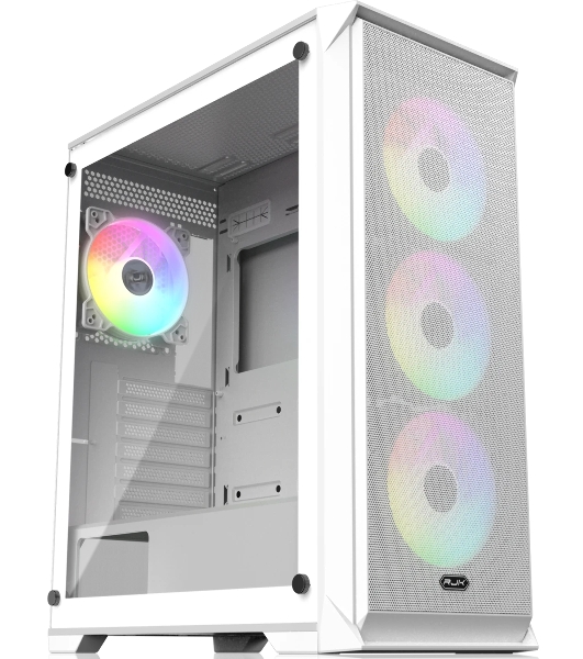 Корпус без блока питания Raijintek ARCADIA 41-MS4, Midi-Tower, TG, 1x120мм + 3x120мм ARGB, 2xUSB-A 3.0 + 1xUSB-C, ATX, mATX, mITX White