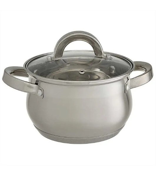 Набор посуды WEBBER BE-616/6 из нерж.стали 6 пр. 2,1 л, 2,9 л, 3,9 л со стеклянными крышками В наборе 6 предметов: кастрюля со стеклянной крышкой 16х10,5 см; 2,1 л кастрюля со стеклянной крышкой 18х11,5 см; 2,9 л кастрюля со стеклянной крышкой 20х12,5см; 3,9л Толщина стали 0,5 мм