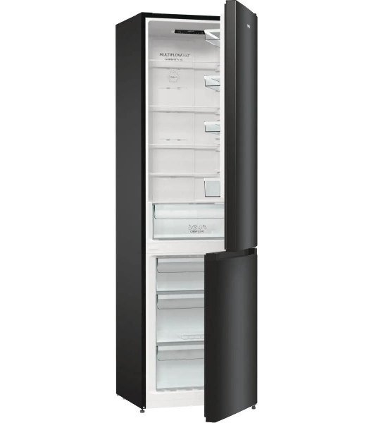 Холодильник Gorenje NRK6202EBXL4 черный матовый двухкамерный 235/96л морозилка снизу, No Frost