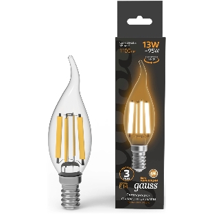 Лампа филам. Gauss Filament 13Вт цок.:E14 свеча св.свеч.бел.теп. (упак.:10шт) (104801113)