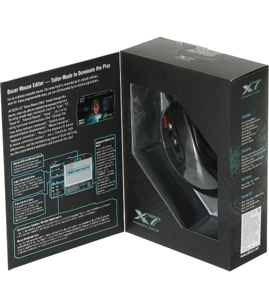 Мышь проводная A4Tech XL-750BK черный, 3600 dpi, USB, кнопки - 7