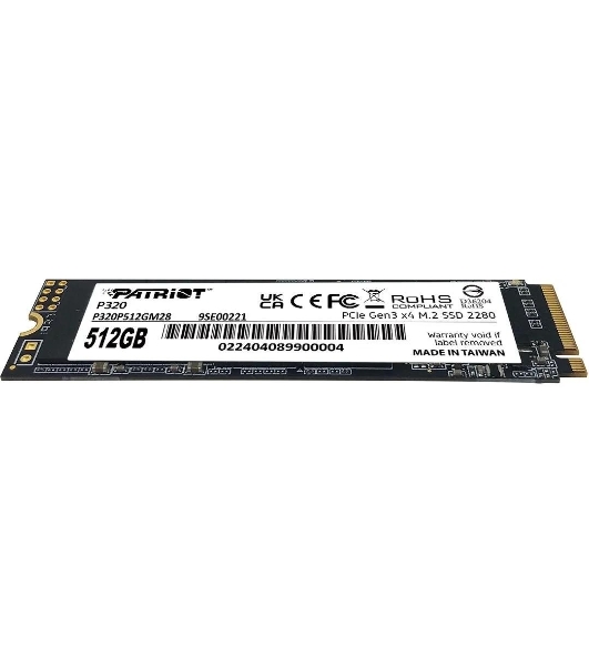 Накопитель SSD Patriot P320, 512Gb, PCIe 3.0 x4, M.2 2280, NVMe, R/W 3000/2200