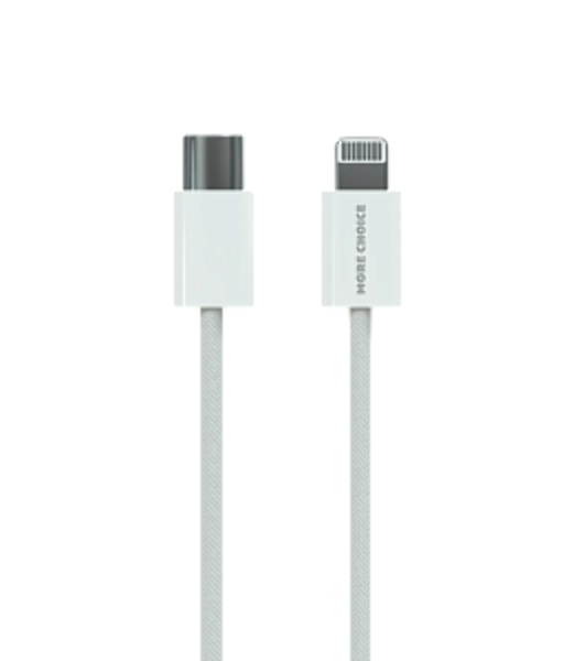 Кабель MORE CHOICE (4620202550408) K73i USB 3.0A PD 20W для Lighting 8-pin Type-C - нейлон 1м белый