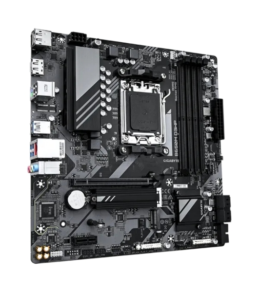 Материнская плата Gigabyte B650M D3HP, AM5, AMD B650, 4xDDR5, 4xSATA, 2xM.2, 1xPCI-E 4.0 x16, 1xPCI-E x1, 1xHDMI, 2xDP, 1x 2.5Gb LAN, 3xUSB-A 3.2 Gen 1, 2xUSB-A 2.0, 1xUSB-C 3.2 Gen 1, 3x3.5 мм, 7.1, Micro-ATX