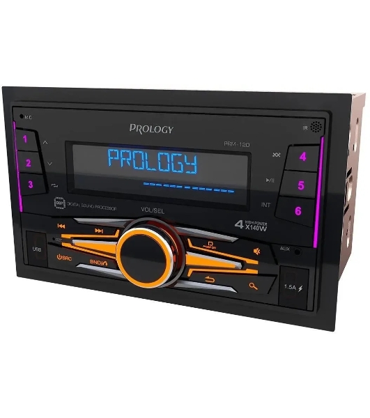 Автомагнитола Prology PRM-120, 2 DIN, Bluetooth, USB Type-A, AUX, пульт ДУ