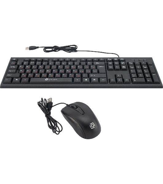 Комплект клавиатура+мышь Oklick 630M проводной, USB, 1600 DPI, чёрный