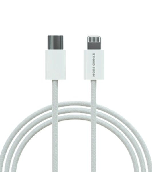 Кабель MORE CHOICE (4620202550408) K73i USB 3.0A PD 20W для Lighting 8-pin Type-C - нейлон 1м белый