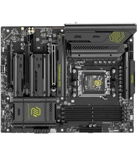 Материнская плата MSI MAG B850 TOMAHAWK MAX WIFI, AM5, AMD B850, 4xDDR5, 4xSATA, 4xM.2, 3xPCI-E x16, 1xHDMI, 1x5Gb LAN, 2xUSB-A 5Gbps, 4xUSB-A 2.0, 3xUSB-C 10Gbps, 7.1, Wi-Fi 7, Bluetooth 5.4, ATX