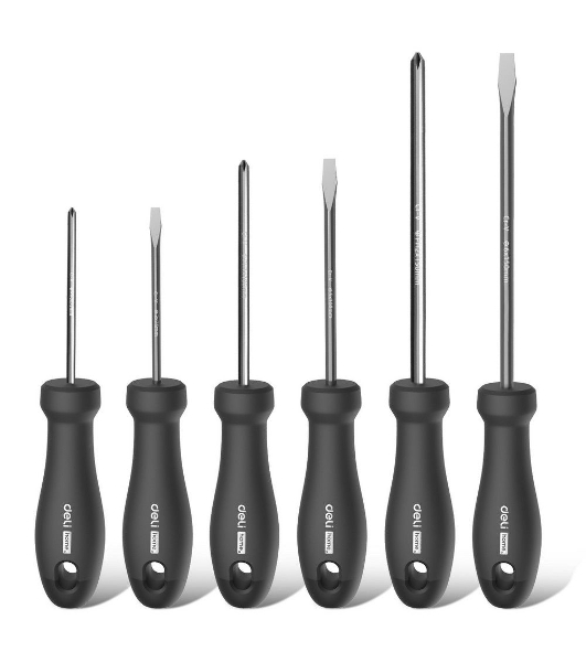 Набор отверток Home Series Deli HT1006 6шт SL3x75+SL5x100+SL6x150+PH0x75+PH1x100+PH2x150 Эксклюзивный дизайн. Рукоятка из высококачественного софттач пластика