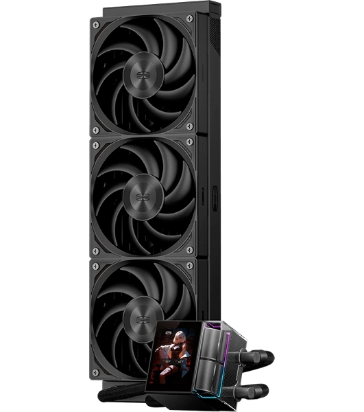 Система охлаждения Water Cooling System PCCooler DS360 Display BK (310W, 360мм, LED, Black, ARGb Pump/Fans: 3x120мм, 90.56CFM, 39.8dBA, 2500RPM/Pump height 65мм, 15dBA, 2600RPM, Rad thickness 27мм/S: 1851, 1700, 1200, 115X, AM5, AM4)