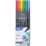 Набор ручек капиллярных Deli Linkus (EQ900-06), d=0.45мм, ассорти чернила, игловидный пишущий наконечник, линия 0.45мм, 6 цветов, фото 1