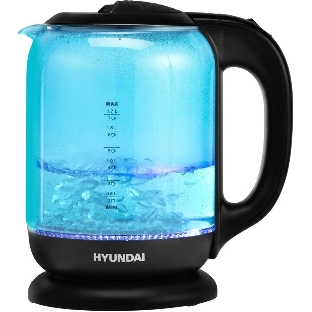 Чайник электрический Hyundai HYK-G2806 1.8л. 2200Вт голубой/черный (корпус: стекло)