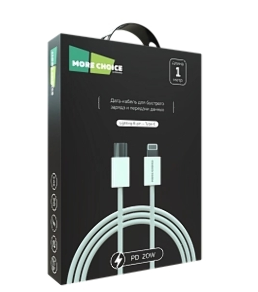 Кабель MORE CHOICE (4620202550408) K73i USB 3.0A PD 20W для Lighting 8-pin Type-C - нейлон 1м белый