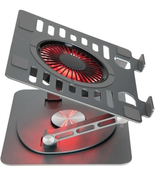 Подставка для ноутбука Digma D-NCP170-1xRGb110-360 17' 240x230x50мм 28дБ 2xUSB 1x 110ммFAN 940г Fan-control алюминий серый