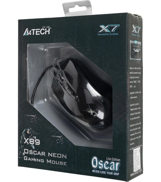 Мышь проводная A4Tech X89 черный, 2400 dpi, USB, кнопки - 8