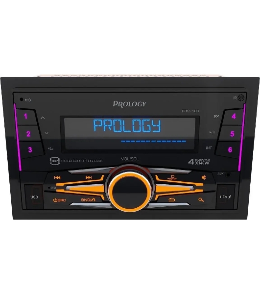 Автомагнитола Prology PRM-120, 2 DIN, Bluetooth, USB Type-A, AUX, пульт ДУ