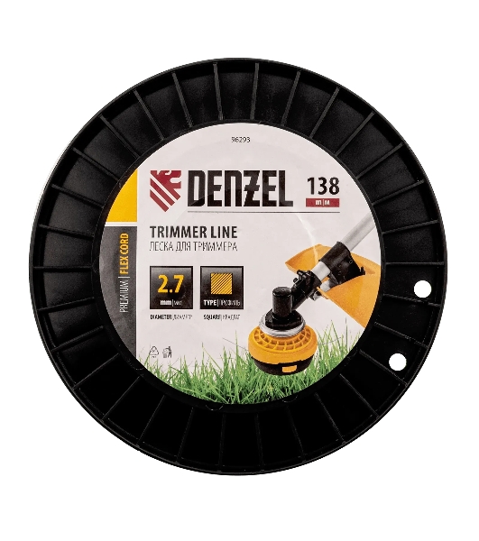 Леска для триммера Denzel квадрат, 2,7м х 138м, на DIN катушке FLEX CORD