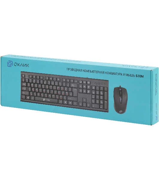 Комплект клавиатура+мышь Oklick 630M проводной, USB, 1600 DPI, чёрный