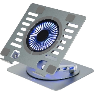Подставка для ноутбука Digma D-NCP170-1xRGb110-360 17' 240x230x50мм 28дБ 2xUSB 1x 110ммFAN 940г Fan-control алюминий серый