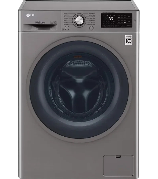 Стиральная машина LG F4J6TNP8S серебристая, загрузка фронтальная 8 кг, 1400 об/мин, класс A