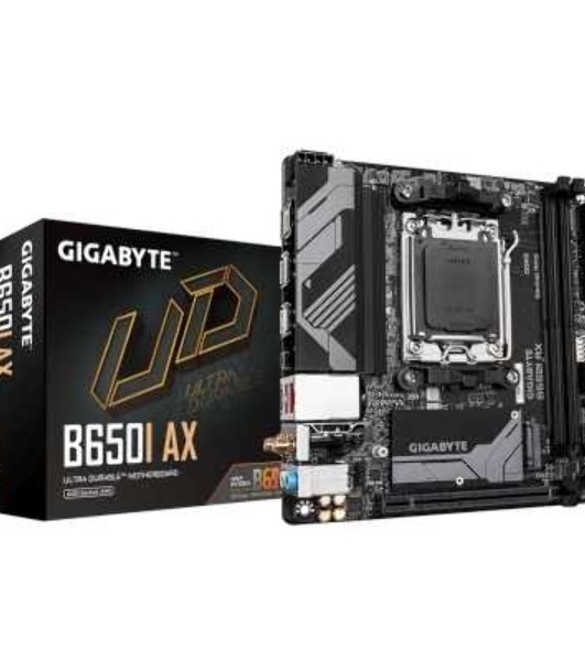 Материнская плата GIGABYTE B650I AX, AM5, AMD B650, 2xDDR5, 2xSATA, 1xM.2, 1xPCIe 4.0 x16, 1xHDMI, 1xDP, 1x2.5Gb LAN, Wi-Fi 6E, Bluetooth 5.3, 1xUSB-C 5Gbps, 1xUSB-A 5Gbps, 3xUSB-A 2.0, 3x3.5 мм, 7.1, ITX