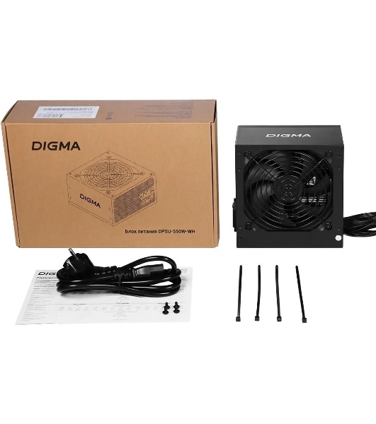 Блок питания Digma DPSU-550W-WH RTL, 550Вт, 120мм, черный