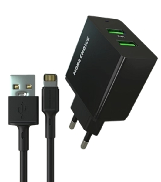 Сетевое зарядное устройство MORE CHOICE (4610196409875) NC11i 2USB 2.4A для Lightning 8-pin черный