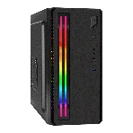 Компьютерный корпус Minitower ExeGate mEVO-7805-XP400 (mATX, БП XP400 с вент. 12см, 2*USB+1*USB 3.0, аудио, черный, с 2*RGb подсветкой), фото 1