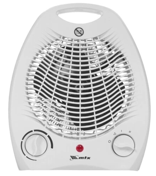 Тепловентилятор MTX FHS-2000, белый, 1000/2000 Вт, 25 м2, термостат