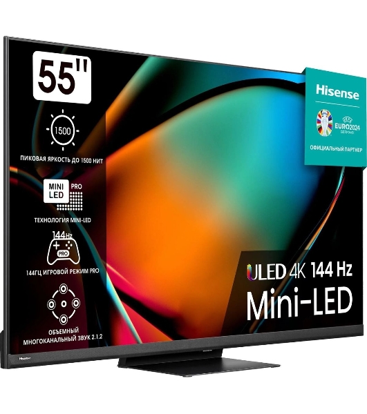Телевизор Hisense 55' 55U8KQ черный Mini-Led UHD 120Hz Smart TV