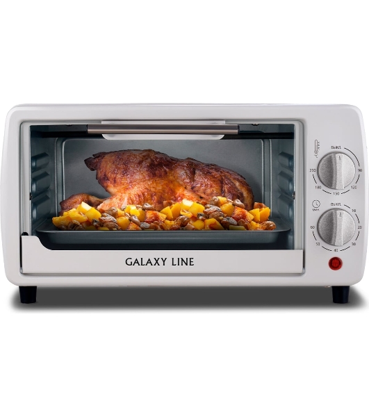 Мини-печь Galaxy Line GL 2625, белый, 8 л, 1000 Вт, таймер на 60 минут, индикатор работы, автоотключение