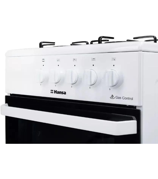 Плита газовая Hansa FCGW510029A белый, конфорок 4 газовых, духовка 53 л, 50 см x 85 см x 57 см