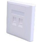 Панель Suprlan 10-0334-1, лицевая со шторкой 80x80, 2xKeystone ABS пластик, белый, фото 1