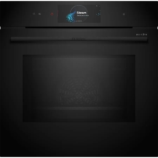 Духовой шкаф Bosch HNG978QB1 Accent line. Serie 8, духовой шкаф с микроволнами и паром, черный, 28 режимов + комбинированные режимы, микроволны до 800 Вт, 4-слойное остекление, 3 цветных текстовых TFT-дисплея 2,5' с сенсорным управлением, поворотный переключатель ControlRing, LED-освещение, меню 'Assist', PerfectBake, PerfectRoast, пиролитическая самоочистка, телескопические направляющие на 1 уровне