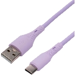 Кабель USB2.0 Cablexpert CC-USB2S-AMCM-1M-V AM/Type-C, 3А, 18Вт, QC3.0, силиконовый, медь, 1м, фиолетовый, пакет, фото 1