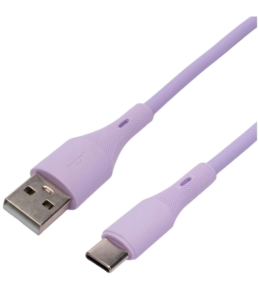Кабель USB2.0 Cablexpert CC-USB2S-AMCM-1M-V AM/Type-C, 3А, 18Вт, QC3.0, силиконовый, медь, 1м, фиолетовый, пакет