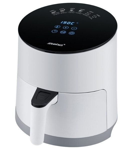 Аэрофритюрница Steba HF 1000 белый/чёрный, 1500 Вт, 3.5 л, 0.5 кг, съёмная чаша, антипригарное покрытие, таймер