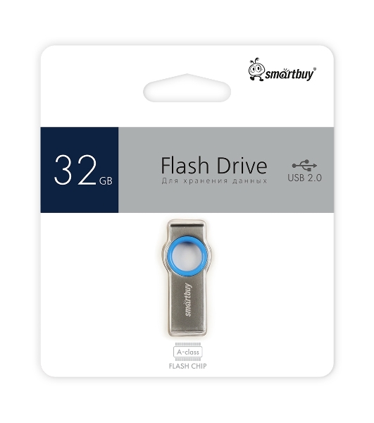 Флешка USB SmartBuy MC2 Metal Blue (SB032GbMC2), 32Gb, USB 2.0, R/W 25/15, синий/серебристый
