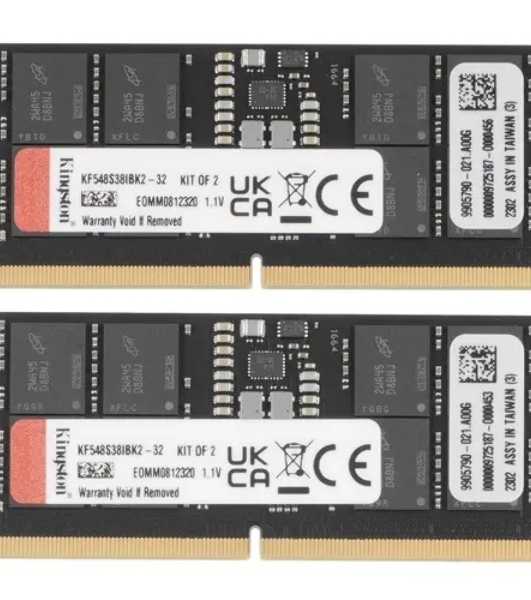Оперативная память Kingston Fury Impact, DDR5, 32Gb (2x16 Gb), 4800 MHz, CL38, SO-DIMM