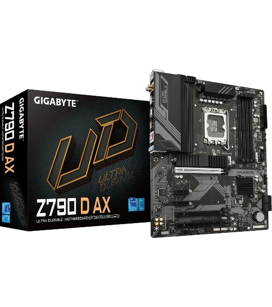 Материнская плата Gigabyte Z790 D AX, LGA 1700, Intel Z790, 4xDDR5, 4xSATA, 3xM.2, 1xPCI-E 5.0 x16, 1xPCI-E 4.0 x4, 2xPCI-E 3.0 x1, 1xHDMI, 1xDP, 1x 2.5Gb LAN, 4xUSB-A 3.2 Gen 1, 1xUSB-A 3.2 Gen 2, 2xUSB-A 2.0, 1xUSB-C 3.2 Gen 2, 3x3.5 мм, 7.1, ATX