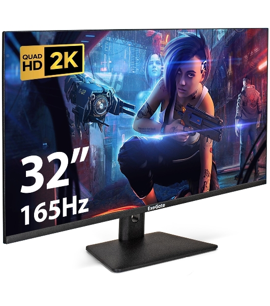Монитор 31.5' ExeGate Combat EG3207A IPS 2560x1440, 165 Гц, 1 мс, 16:9, 300 кд/м², 2xHDMI, 1xDP, 1xUSB, 1x3.5 мм, черный