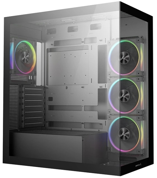 Компьютерный корпус Deepcool CG580 4F V2 без БП, боковое окно (панорама), 4x120мм ARGB PWM вентилятора, черный, ATX (R-CG580-BKADA4-G-2)
