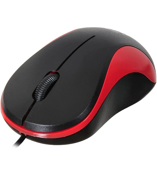 Мышь проводная Oklick 115S черный/красный, 1200 dpi, USB, кнопки - 3