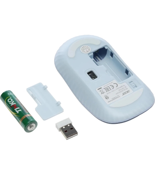 Мышь беспроводная Acer OMR205 белый/голубой, 1200 dpi, радиоканал, USB, кнопки - 3