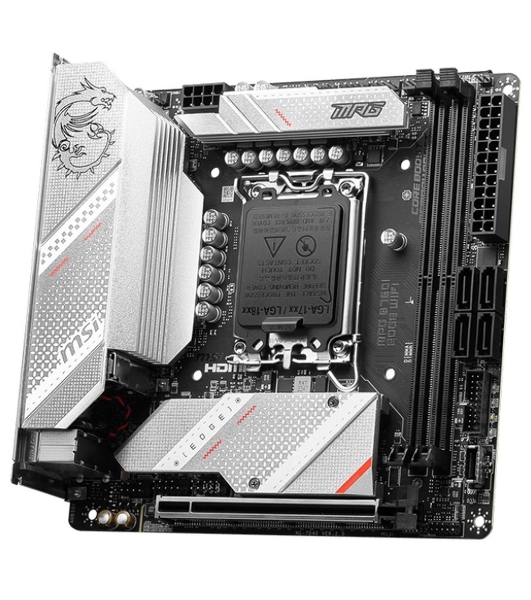 Материнская плата MSI MPG B760I EDGE WIFI, LGA 1700, Intel B760, 2xDDR5, 4xSATA, 2xM.2, 1xPCIe 5.0 x16, 1xHDMI, 1xDP, 1x 2.5Gb LAN, 4xUSB-A 3.2 Gen 1, 1xUSB-A 3.2 Gen 2, 2xUSB-A 2.0, 1xUSB-C 3.2 Gen 2, 3x3.5 мм, 7.1, Mini-ITX