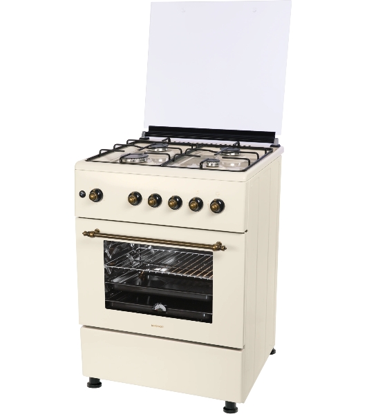 Плита газовая Nordfrost GG 6061 Y бежевый, конфорок 4 шт, духовка 63 л, 60 см x 89 см x 60 см