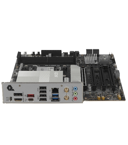 Материнская плата MSI PRO B850M-P, AM5, AMD B850, 4xDDR5, 4xSATA, 3xM.2, 1xPCIe 5.0 x16, 3xPCIe 3.0 x16, 1xHDMI, 1xDP, 1x5Gb LAN, 1xUSB-C 10Gbps, 1xUSB-A 10Gbps, 2xUSB-A 5Gbps, 4xUSB-A 2.0, 3x3.5 мм, 7.1, чёрный, mATX