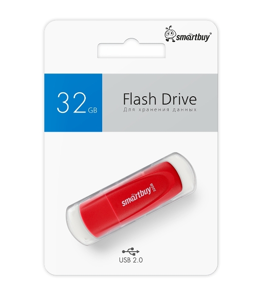 Флешка USB Smartbuy Scout Red (SB032Gb2SCR), 32Gb, USB 2.0, R/W 15/8, красный