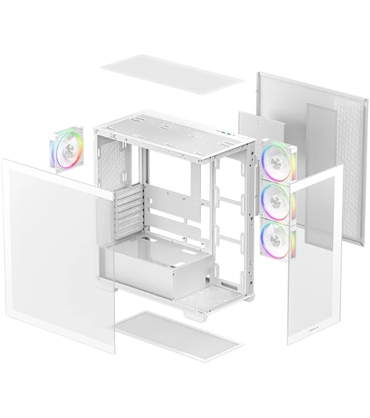 Компьютерный корпус Deepcool CG580 4F V2 WH без БП, боковое окно (панорама), 4x120мм ARGb PWM вентилятора, белый, ATX (R-CG580-WHADA4-G-2)